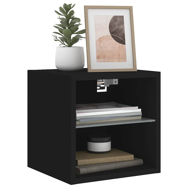 TV-Wandschrank mit LED Schwarz 30 cm