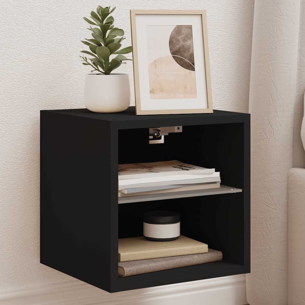 TV-Wandschrank mit LED Schwarz 30 cm
