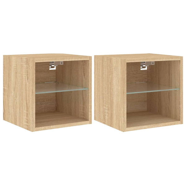 TV-Wandschränke mit LED Sonoma-Eiche, 2er-Set