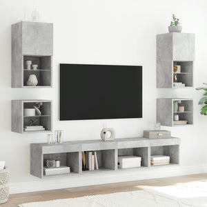 TV-Wandschrank mit LED Betongrau 30cm