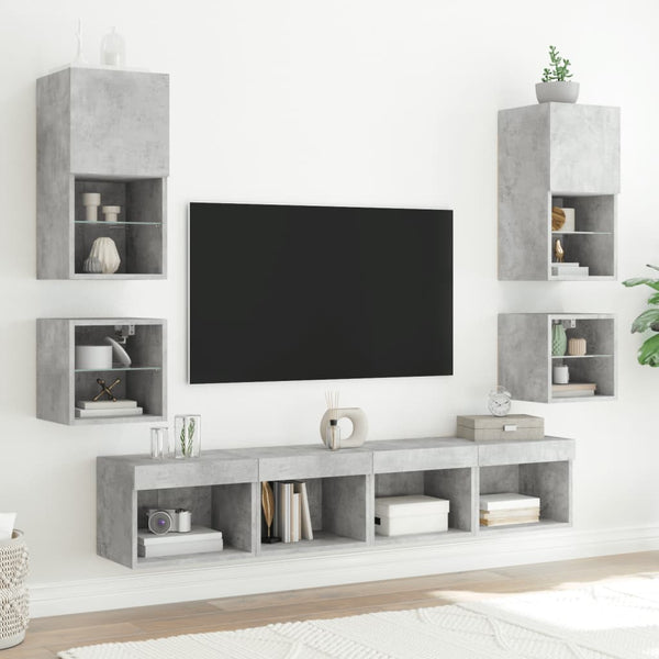 TV-Wandschrank mit LED Betongrau 30cm