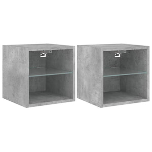 TV-Wandschränke mit LED Betongrau 2er Set