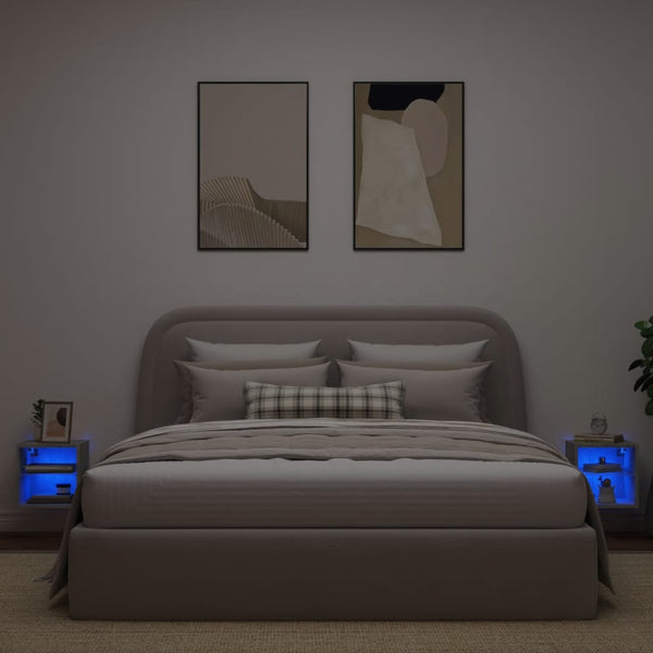 TV-Wandschränke mit LED Betongrau 2er Set