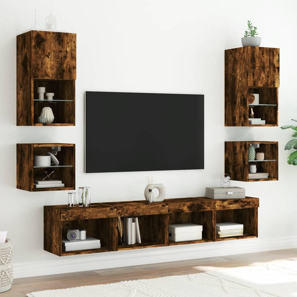 TV-Wandschrank Räuchereiche mit LED