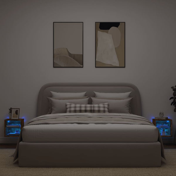 TV-Wandschränke mit LED Räuchereiche, 2er-Set