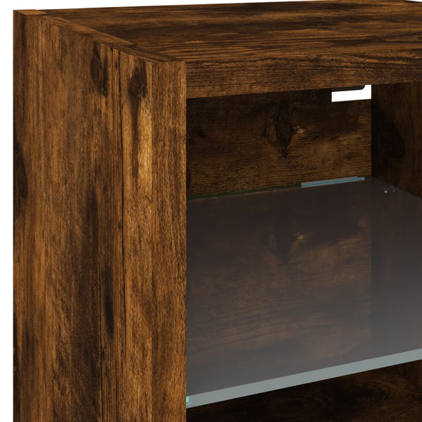 TV-Wandschränke mit LED Räuchereiche, 2er-Set