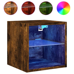 TV-Wandschränke mit LED Räuchereiche, 2er-Set