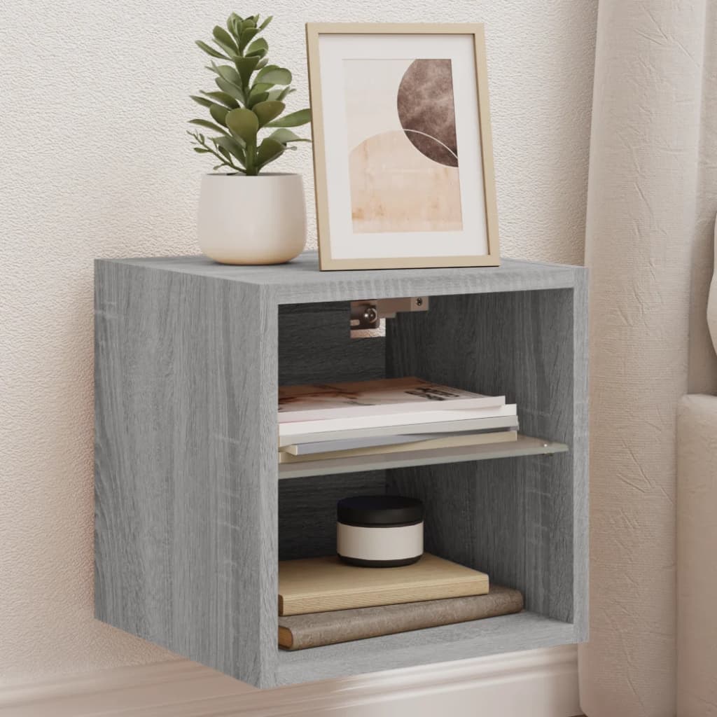 TV-Wandschrank mit LED Grau Sonoma 30x30 cm