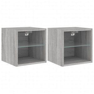 TV-Wandschränke mit LED Grau Sonoma, 2er-Set