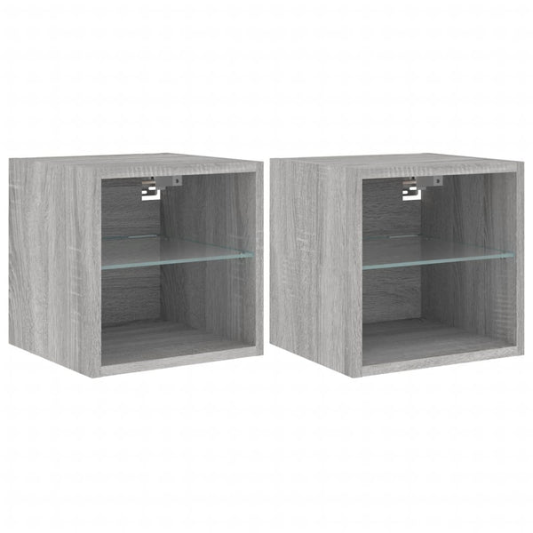 TV-Wandschränke mit LED Grau Sonoma, 2er-Set