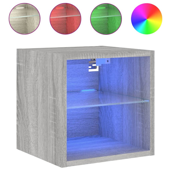 TV-Wandschränke mit LED Grau Sonoma, 2er-Set