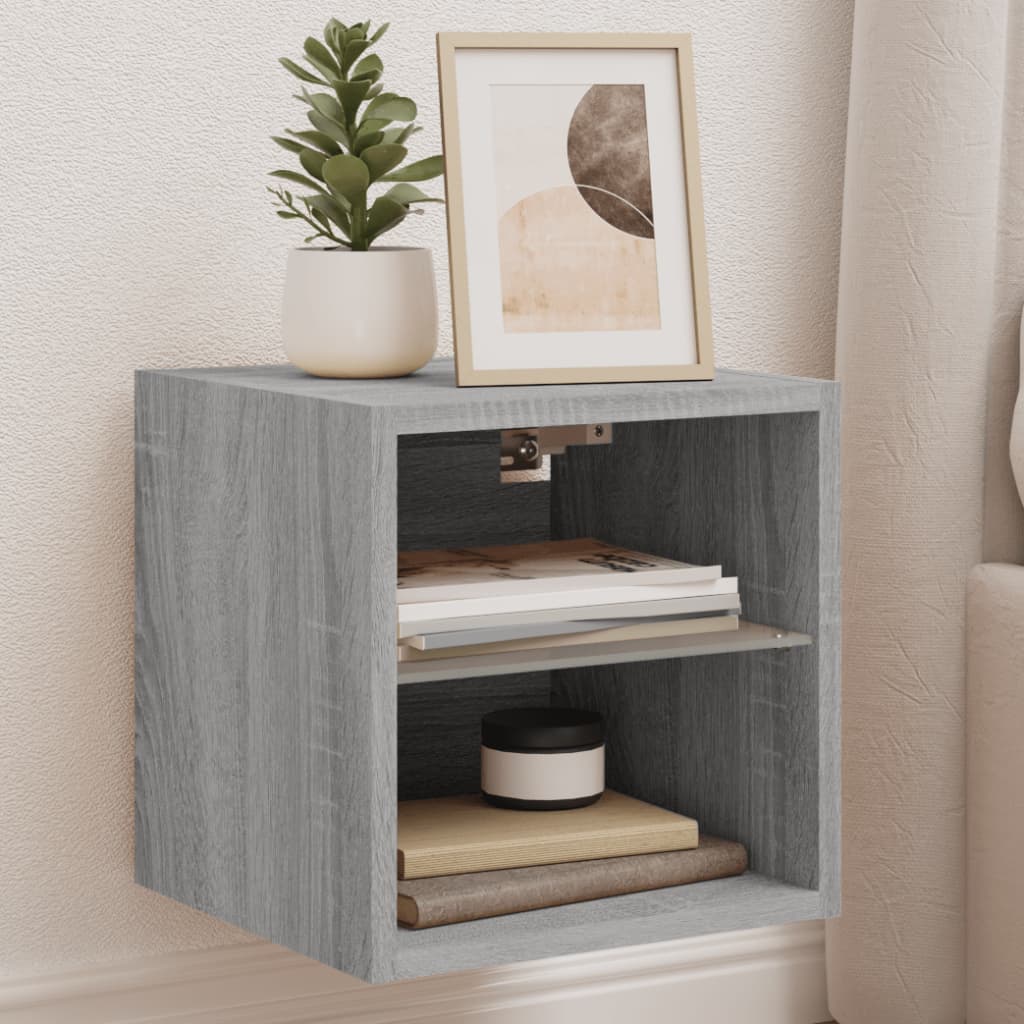 TV-Wandschränke mit LED Grau Sonoma, 2er-Set