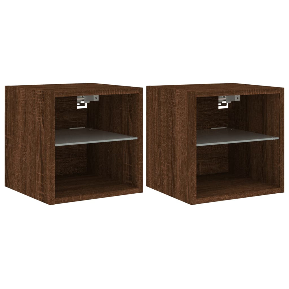 vidaXL Meubles TV muraux avec lumières LED 2 pcs Chêne marron