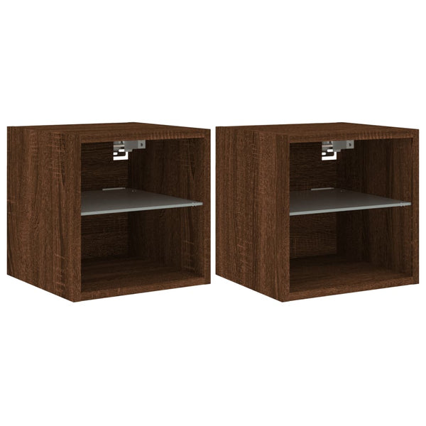 TV-Wandschränke mit LED-Leuchten, Eichen-Optik, 2er Set