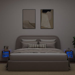 TV-Wandschränke mit LED-Leuchten, Eichen-Optik, 2er Set
