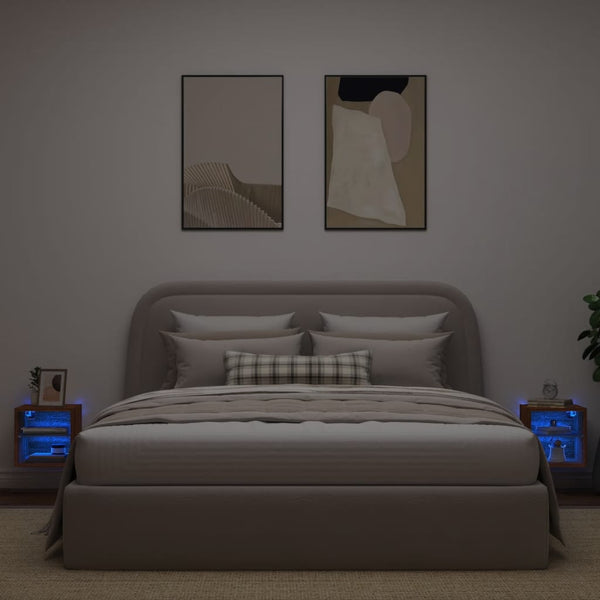 TV-Wandschränke mit LED-Leuchten, Eichen-Optik, 2er Set