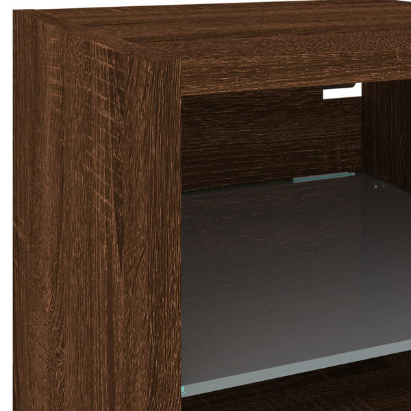 TV-Wandschränke mit LED-Leuchten, Eichen-Optik, 2er Set