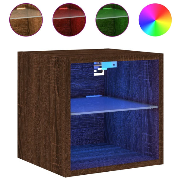 TV-Wandschränke mit LED-Leuchten, Eichen-Optik, 2er Set