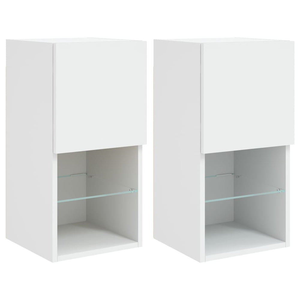 TV-Schränke mit LED-Beleuchtung, 2er-Set, Weiß