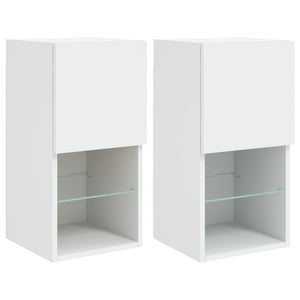 TV-Schränke mit LED-Beleuchtung, 2er-Set, Weiß