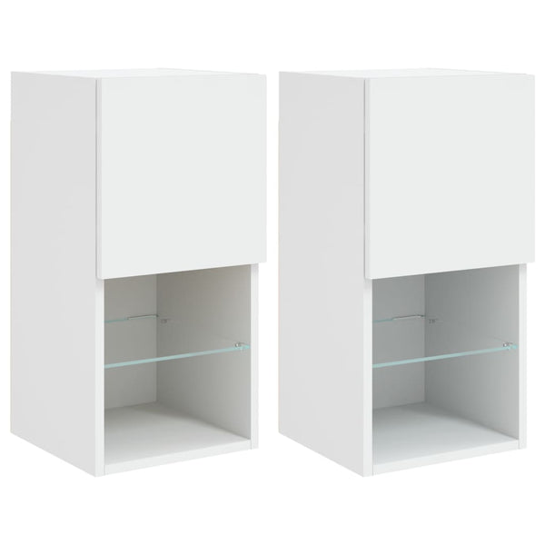 TV-Schränke mit LED-Beleuchtung, 2er-Set, Weiß