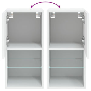 TV-Schränke mit LED-Beleuchtung, 2er-Set, Weiß