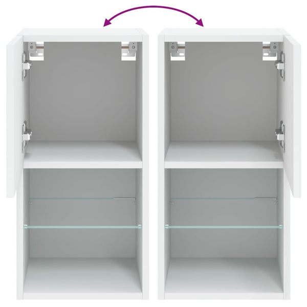 TV-Schränke mit LED-Beleuchtung, 2er-Set, Weiß