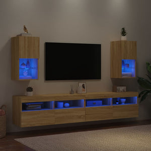 TV-Schränke mit LED Sonoma-Eiche, 2er-Set