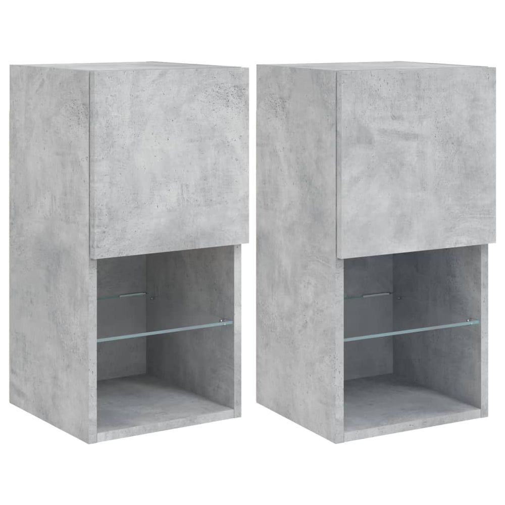 Meubles TV vidaXL avec lumières LED 2 pcs Gris béton 30,5x30x60 cm