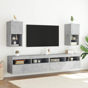 TV-Schränke mit LED Betongrau 2er Set