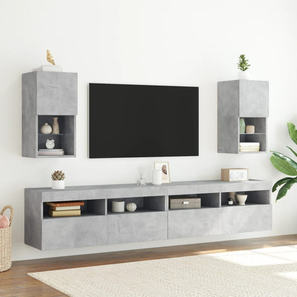 TV-Schränke mit LED Betongrau 2er Set