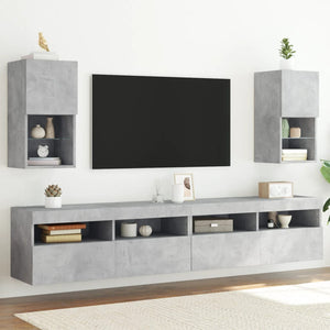 TV-Schränke mit LED Betongrau 2er Set