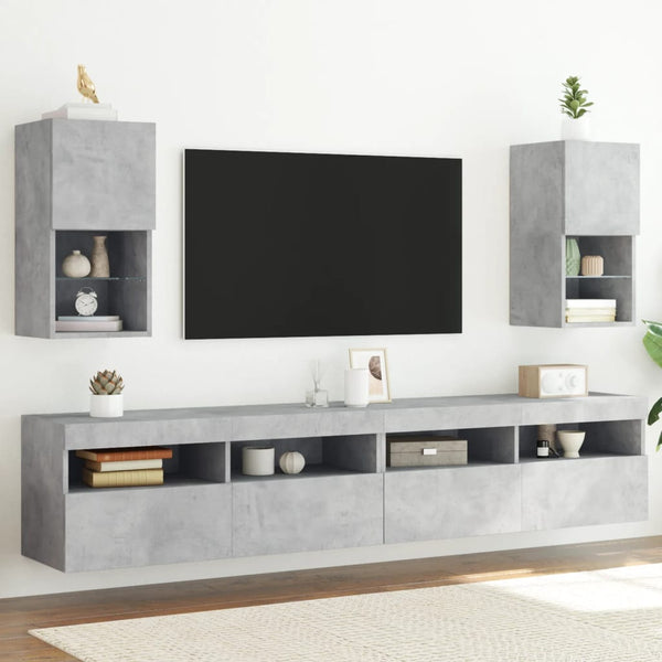 TV-Schränke mit LED Betongrau 2er Set