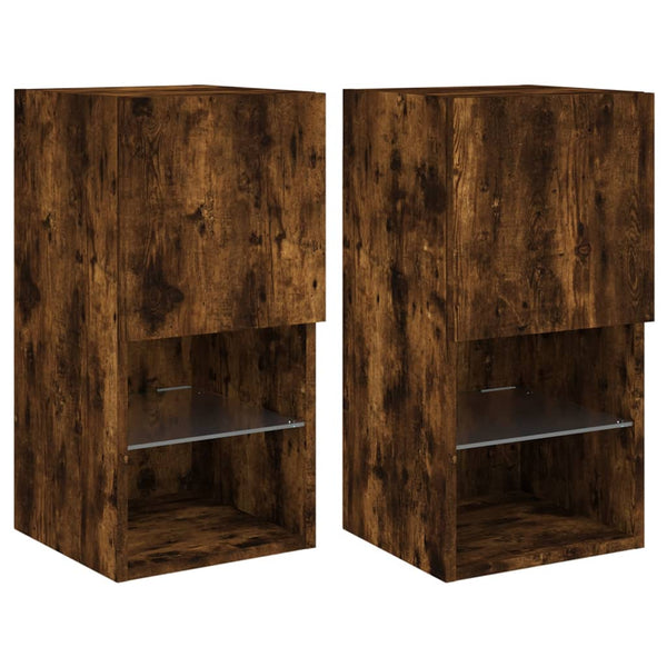 TV-Schränke mit LED Räuchereiche 2er-Set