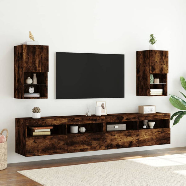 TV-Schränke mit LED Räuchereiche 2er-Set