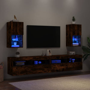 TV-Schränke mit LED Räuchereiche 2er-Set