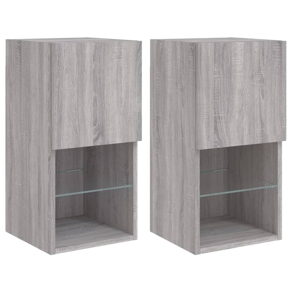 TV-Schränke mit LED Grau Sonoma 2er Set