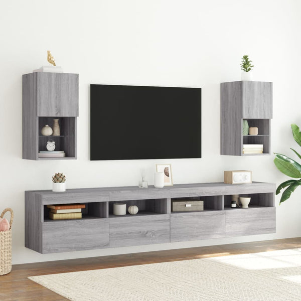 TV-Schränke mit LED Grau Sonoma 2er Set