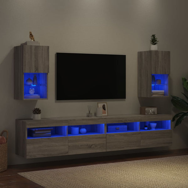 TV-Schränke mit LED Grau Sonoma 2er Set