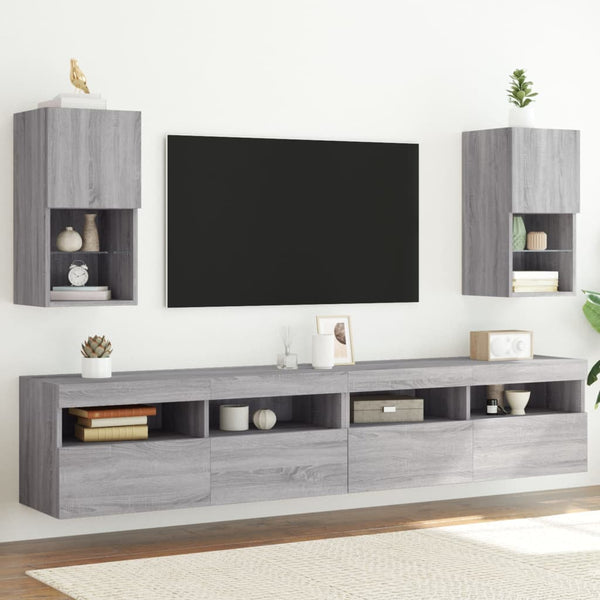 TV-Schränke mit LED Grau Sonoma 2er Set