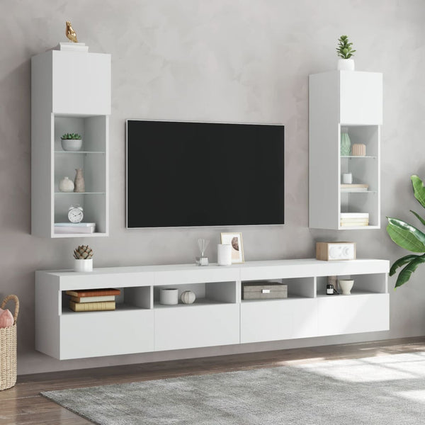 TV-Schrank Weiß mit LED 30,5x30x90 cm