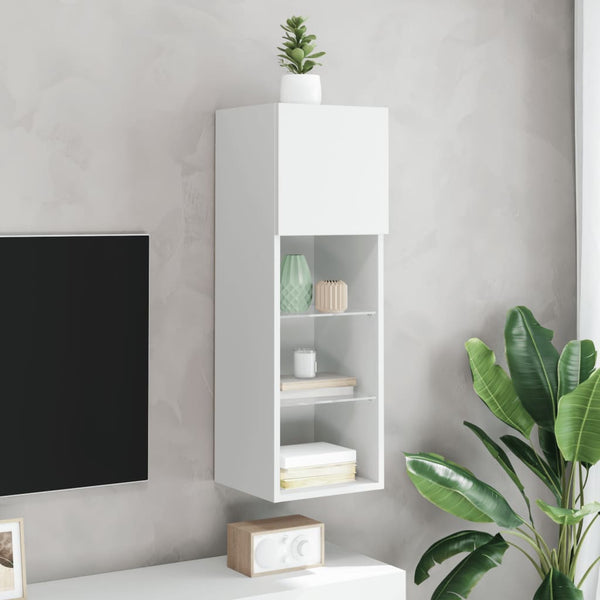 TV-Schrank Weiß mit LED 30,5x30x90 cm