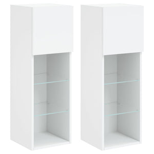 TV-Schränke mit LED, 2er-Set, Weiß