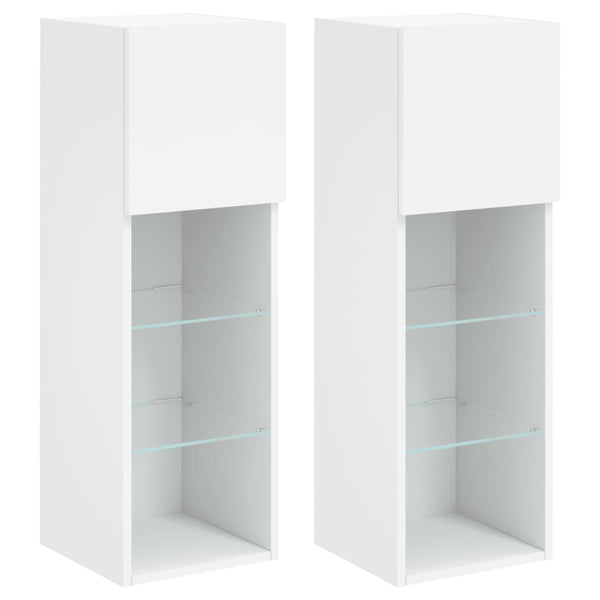 TV-Schränke mit LED, 2er-Set, Weiß