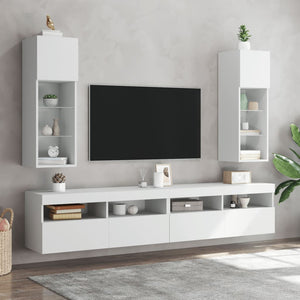 TV-Schränke mit LED, 2er-Set, Weiß