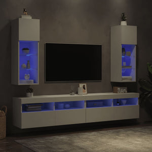 TV-Schränke mit LED, 2er-Set, Weiß