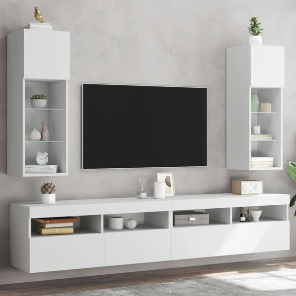 TV-Schränke mit LED, 2er-Set, Weiß