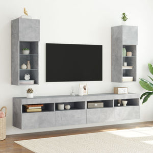 TV-Schränke mit LED Betongrau 2er Set