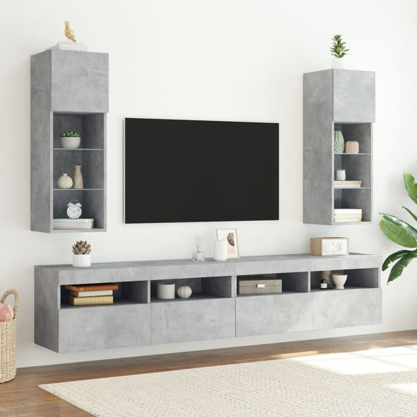 TV-Schränke mit LED Betongrau 2er Set