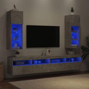 TV-Schränke mit LED Betongrau 2er Set